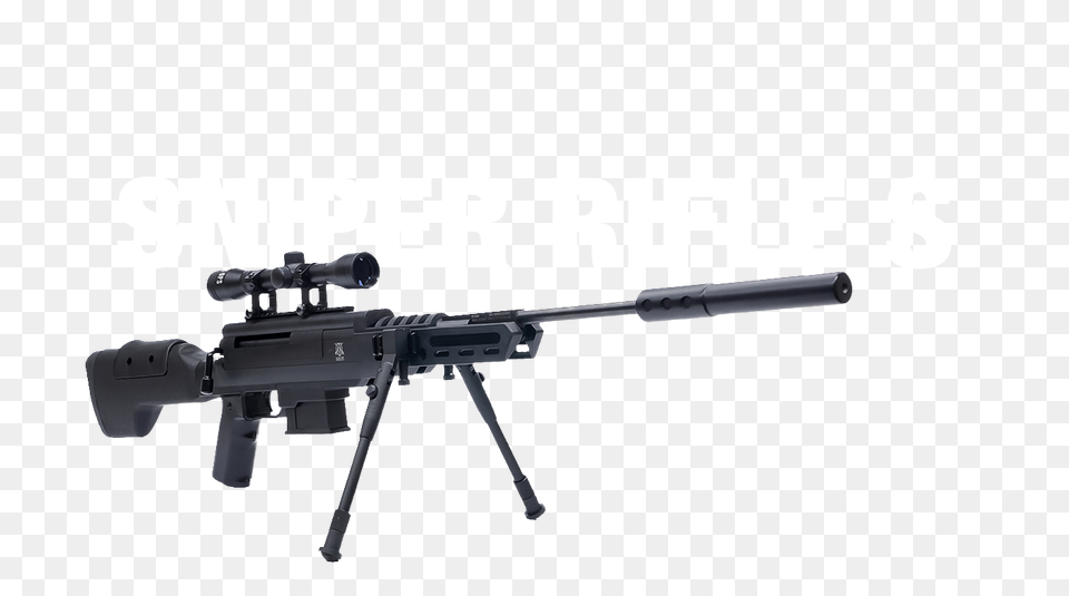 Airsoft Sniper Rifle With Scope And Bipod, Firearm, Gun, Weapon, Machine Gun Free Transparent Png