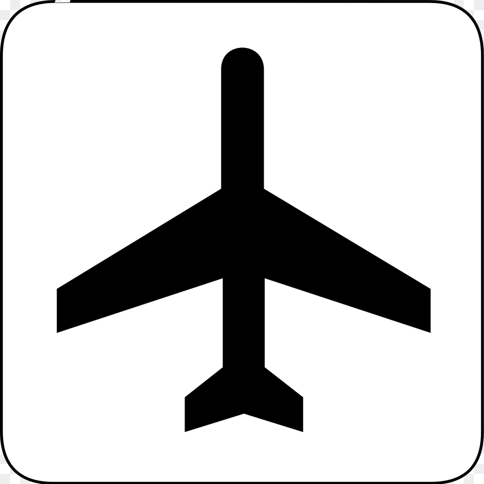 Airtransportation Black On White Clipart, Sign, Symbol, Cross Png