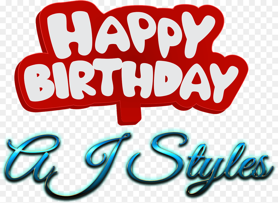 Aj Styles Happy Birthday Name Logo Calligraphy, Light, Text Free Png Download