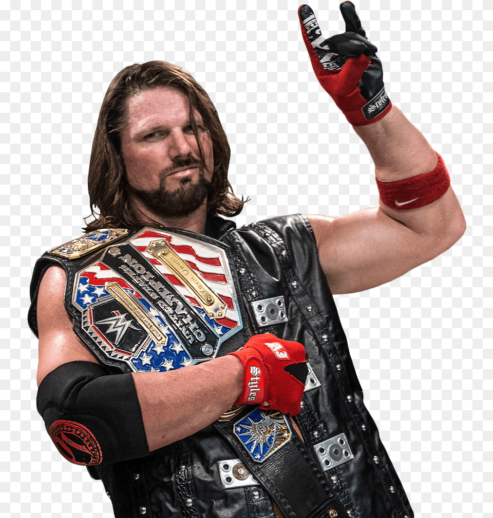 Aj Styles P1bulletclub Twitter Aj Styles Us Title, Person, Body Part, Clothing, Finger Png