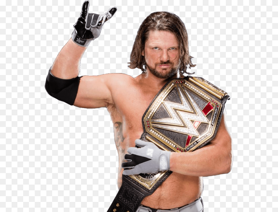 Aj Styles Started And Ended The Calendar Year Of 2017 Aj Styles Ic Champion, Clothing, Glove, Adult, Man Free Transparent Png