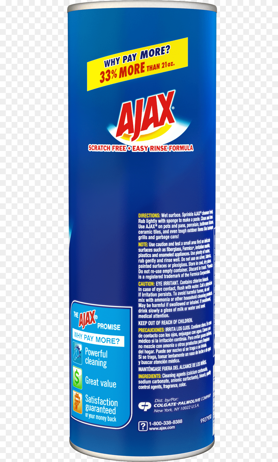 Ajax Multi Purpose Cleaner Powder Cleanser With Bleach Box, Tin, Can Free Png