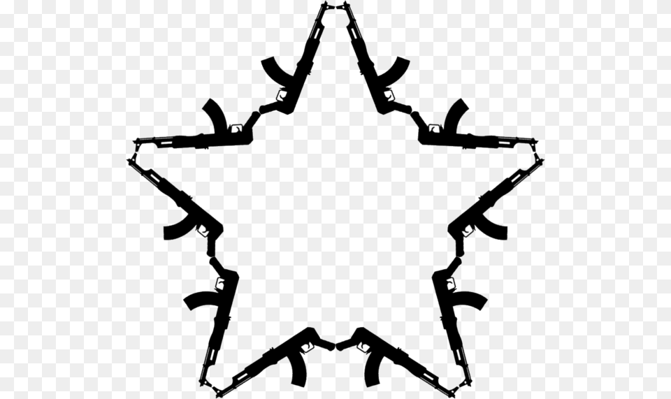 Ak 47 Clip Art Ak47 Clipart Ak 47 Star Tattoo, Bow, Symbol, Weapon, Star Symbol Free Png Download