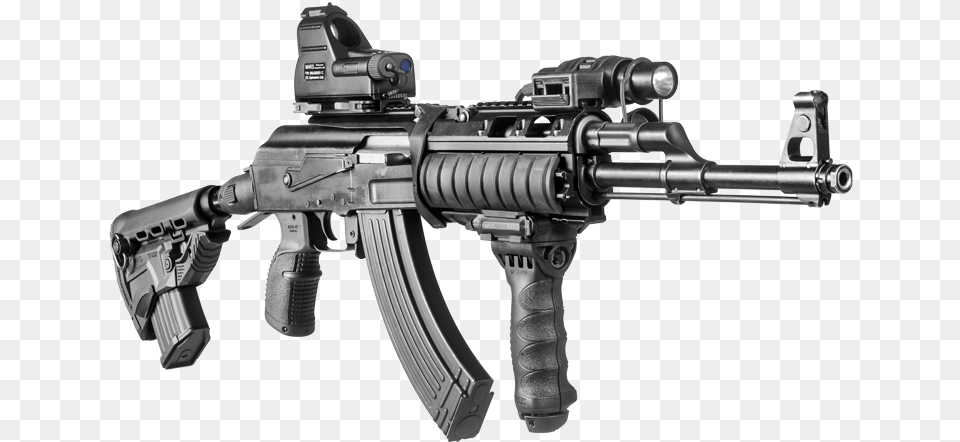 Ak 47 With M4 Stock, Firearm, Gun, Rifle, Weapon Free Png Download