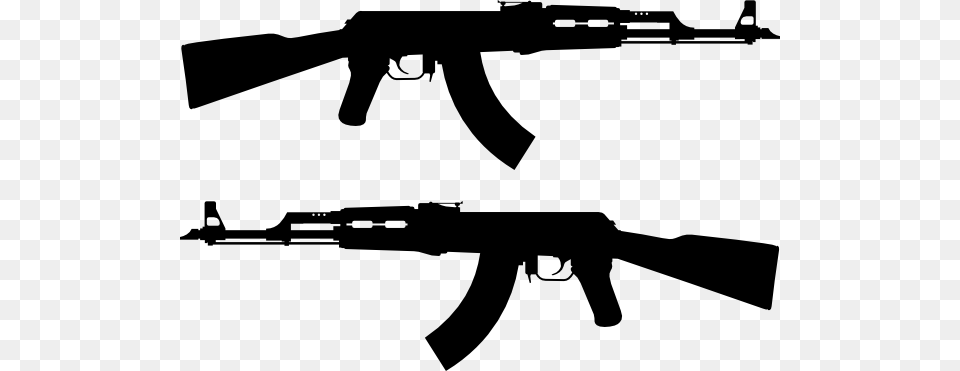 Ak Rifle Silhouette Clip Art, Firearm, Gun, Weapon, Machine Gun Png Image