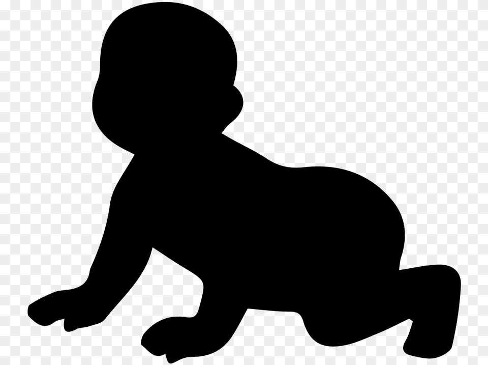 Akarana Baby Baby Crawling Silhouette Clipart, Gray Free Png Download