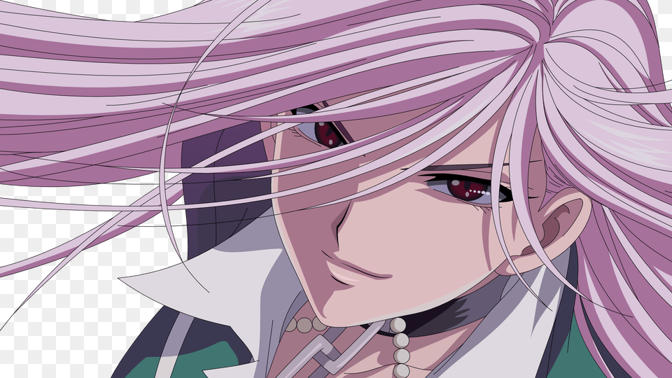 Akashiya Moka Long Hair Necklace Pink Hair Red Eyes Rosario Vampire Moka, Book, Comics, Publication, Anime Free Png Download