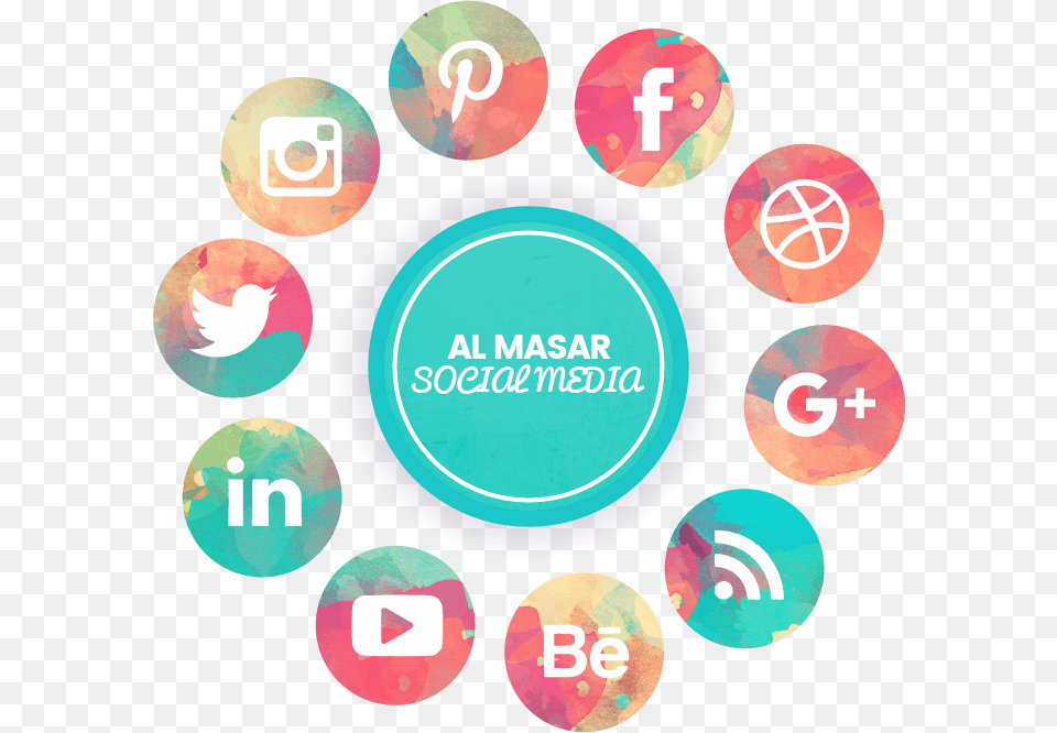 Al Masar Media Social Media Marketing Watercolor Social Media Icons, Text, Number, Symbol Free Png