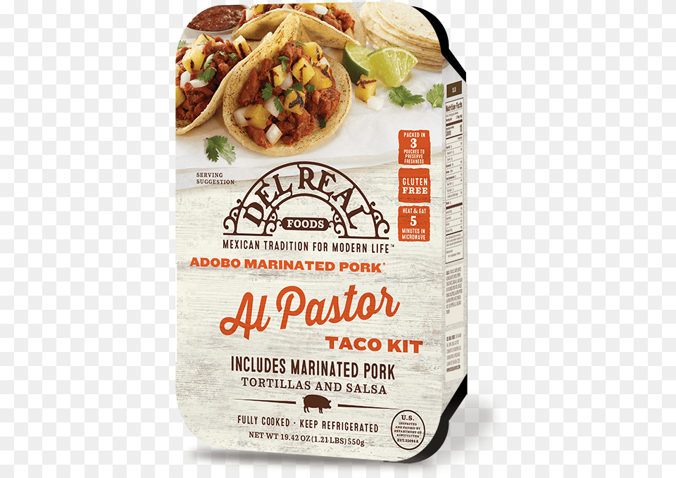 Al Pastor Taco Kit Del Real Seasoned Shredded Beef 16 Oz Tray, Sandwich, Food, Advertisement, Poster Free Png Download