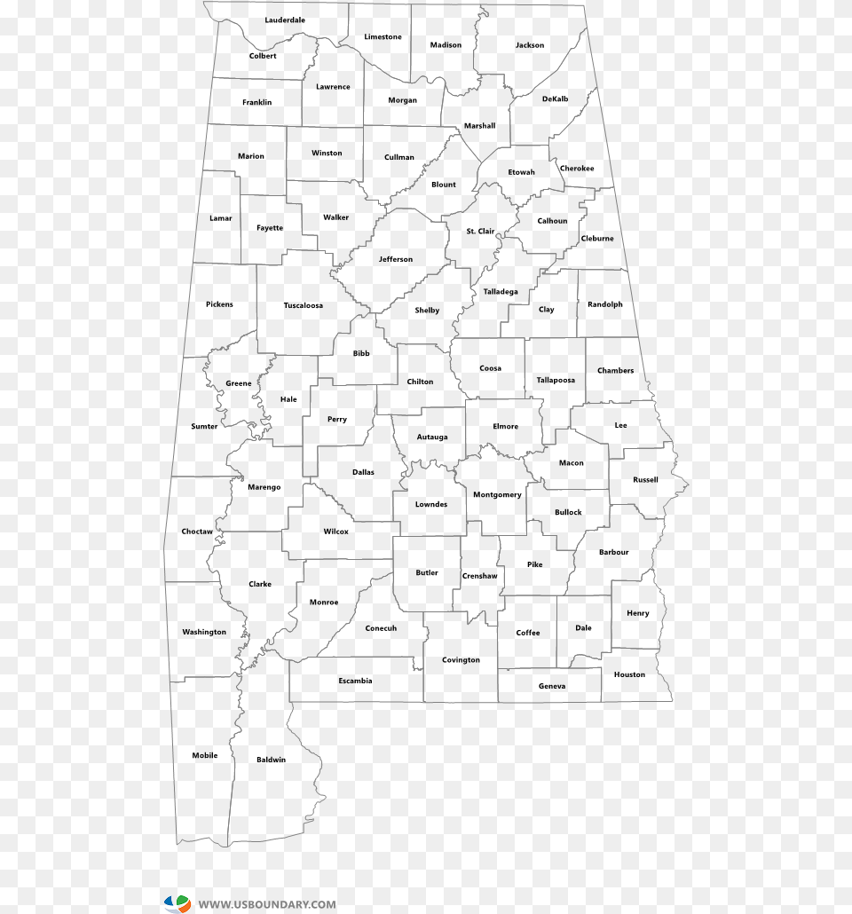 Alabama Counties Outline Map Map Of Alabama Counties, Chart, Plot Free Transparent Png
