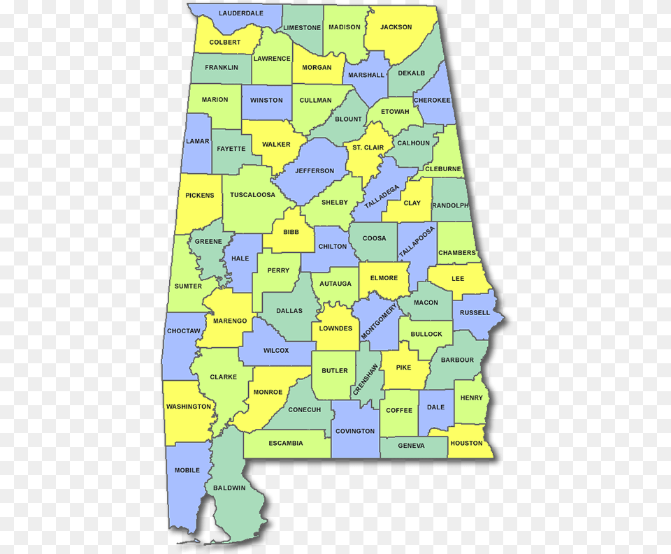 Alabama County Map Map Of Alabama Counties, Chart, Plot, Atlas, Diagram Free Png Download