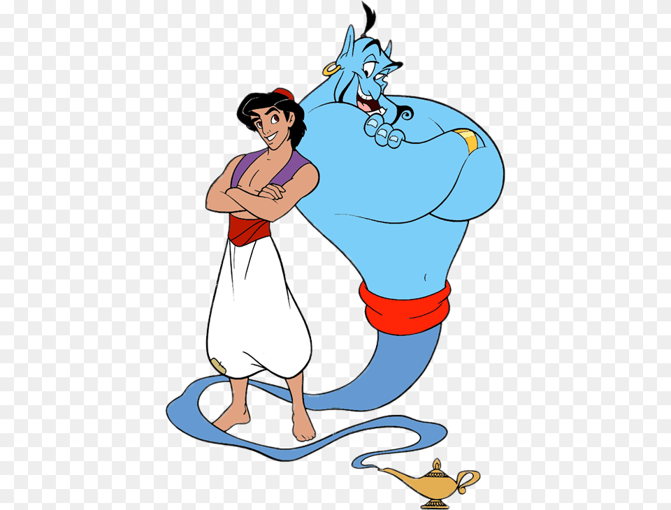 Aladdin And Genie, Cartoon, Person, Face, Head Png Image