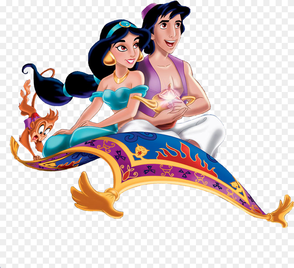 Aladdin And Jasmine On Magic Carpet Clipart Aladdin Jasmine Flying Carpet, Adult, Female, Person, Woman Png