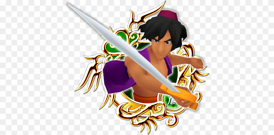 Aladdin Khux Wiki Kingdom Hearts Mickey And Minnie, Weapon, Sword, Person, People Free Png
