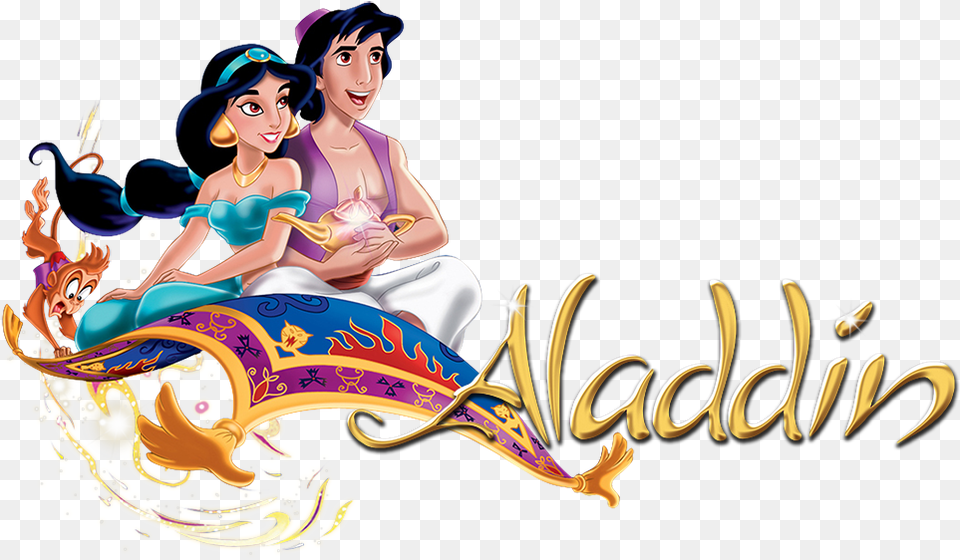 Aladdin Logo Jasmine And Aladdin On Magic Carpet, Adult, Female, Person, Woman Free Png Download