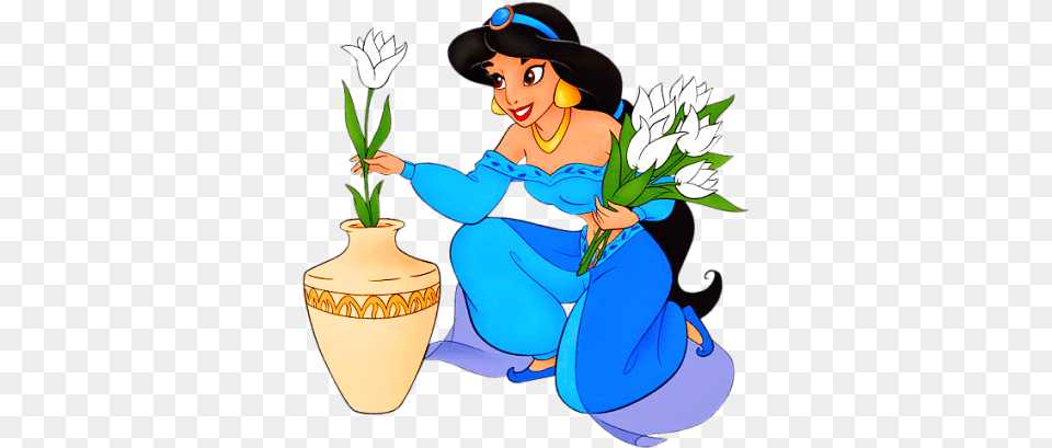 Aladdin Princess Jasmine With Flower Full Size Jasmine, Jar, Person, Adult, Female Free Png Download