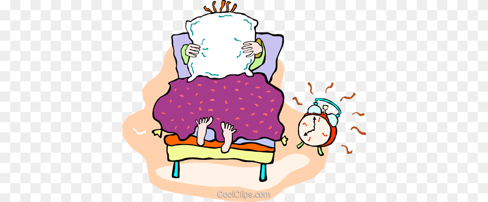 Alarm Clock Going Off In The Morning Royalty Vector Clip Art, Person, Sleeping, Baby, Furniture Free Transparent Png