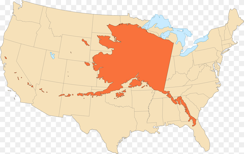 Alaska Area Compared To Conterminous Us Large Map Alaska Continental Us, Chart, Plot, Atlas, Diagram Free Transparent Png
