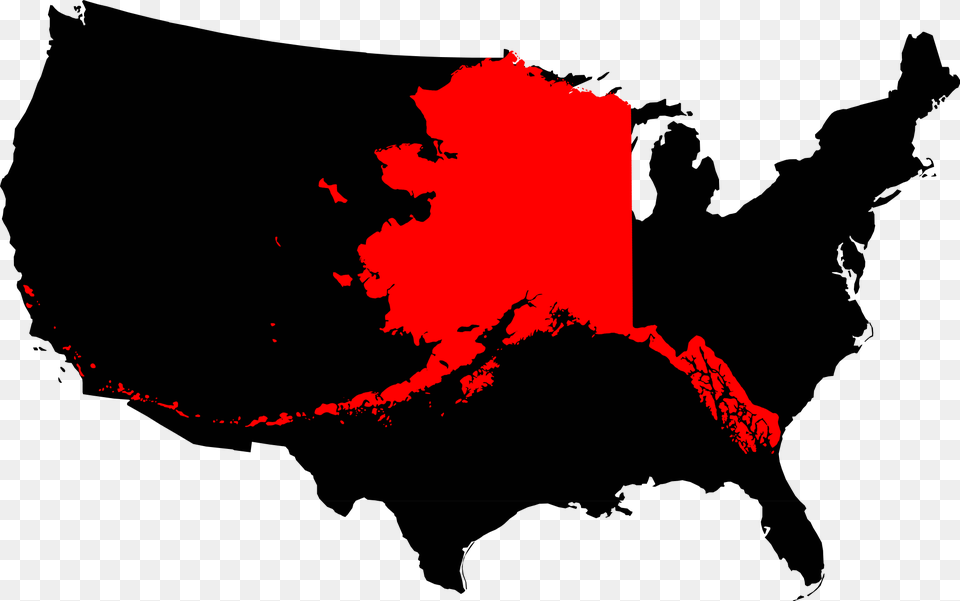 Alaska Compared To The United States Map Alaska On United States, Mountain, Nature, Outdoors, Volcano Free Png Download