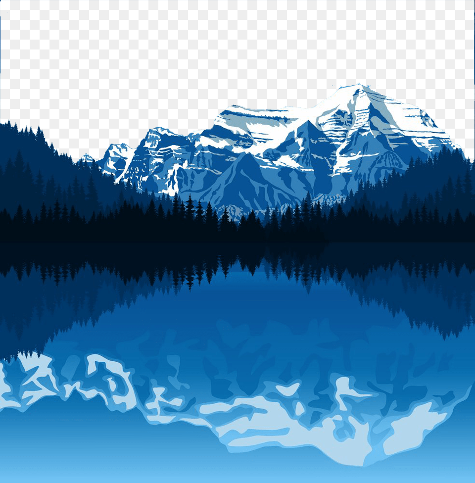 Alaska Range Landscape Illustration Lake Forest Snow Landscape Mountains Clip Art, Mountain Range, Scenery, Mountain, Peak Png Image
