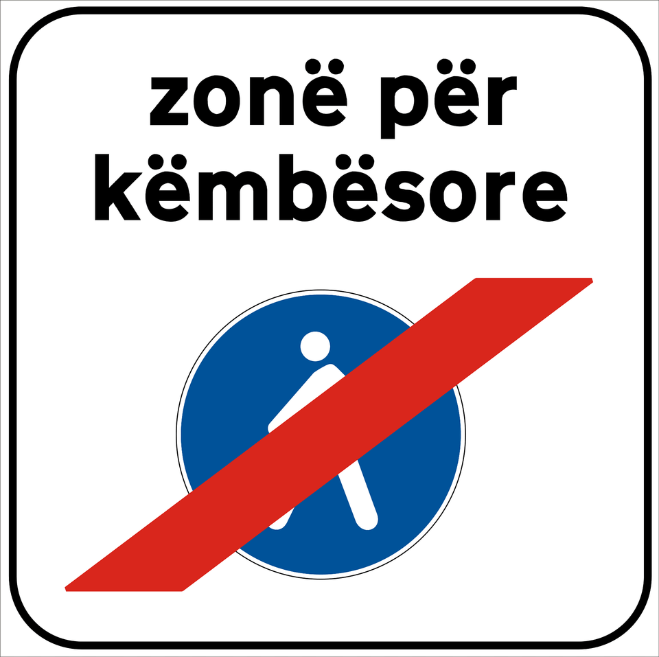 Albanian Traffic Sign Fundi Zon Pr Kmbsor Clipart, Symbol, Road Sign Free Png Download