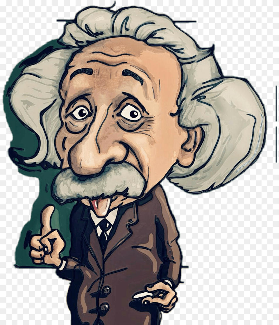 Albert Einstein Cartoon, Portrait, Art, Photography, Face Png Image