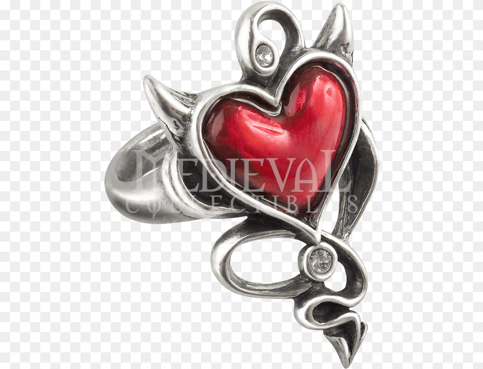 Alchemy Gothic Ulfr6 Devil Heart Ring, Accessories, Jewelry, Silver Free Png Download