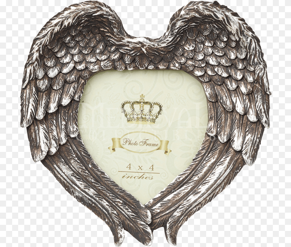 Alchemy Gothic Winged Heart Photo Frame Silver, Badge, Logo, Symbol, Animal Free Png