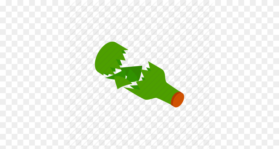 Alcohol Bottle Garbage Glass Isometric Shattered Waste Icon, Green, Light Free Png