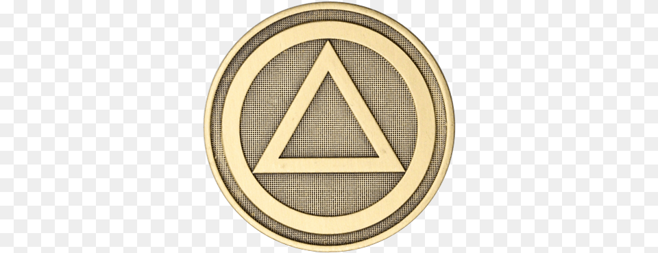Alcoholics Anonymous Circle Triangle Bronze Aa Coin Recovery Medallion Token Ebay Language, Electronics, Speaker, Symbol, Logo Png