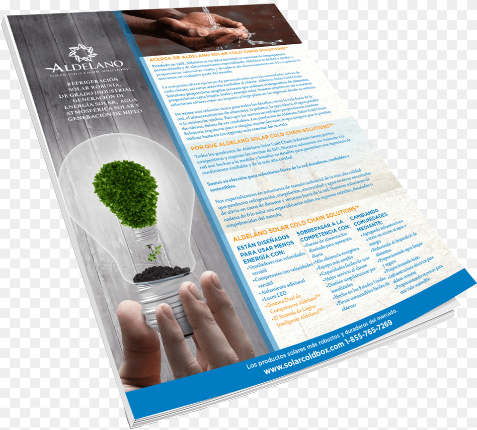 Aldelano Solar Cold Chain Solutions Espanol Brochure, Advertisement, Poster, Body Part, Finger Free Png