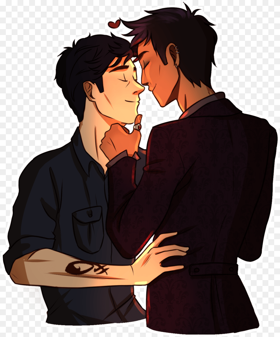 Alec Lightwood Magnus Bane And Kiss On Lips, Book, Comics, Publication, Adult Png Image