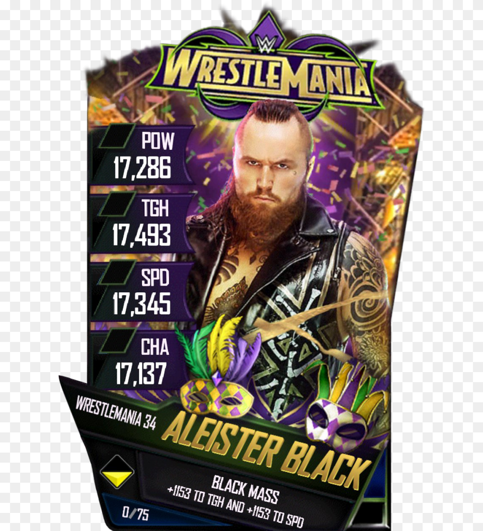 Aleisterblack S4 19 Wrestlemania34 Wwe Supercard Wrestlemania 34 Cards, Adult, Person, Man, Male Png Image