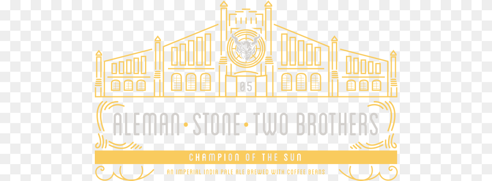 Aleman Two Brothers Stone Champion Of The Sun Aleman Stone Two Brothers Beer, Scoreboard, Architecture, Building, Factory Png