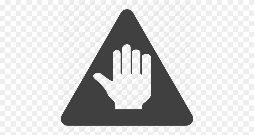 Alert Ban Blocked Caution Hand Prohibition Reject Sign, Triangle, Symbol Free Png Download