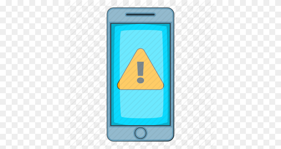 Alert Cartoon Caution Mobile Notification Phone Warning Icon, Electronics, Mobile Phone Png