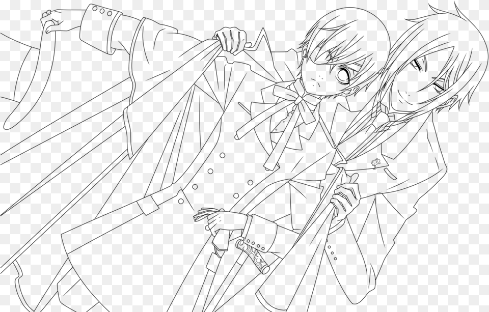 Alert Famous Yu Hakusho Coloring Pages Black Butler Black Butler Ciel And Sebastian Coloring Page, Gray Free Png Download