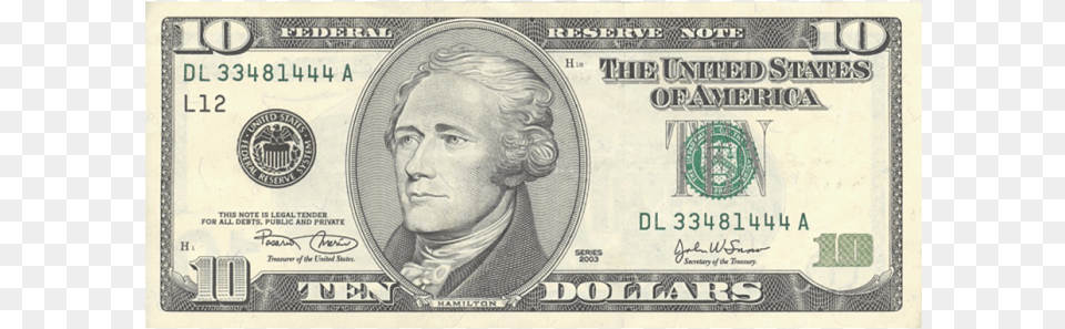Alexander Hamilton Face On The 10 Dollar Bill, Money, Adult, Male, Man Free Png Download