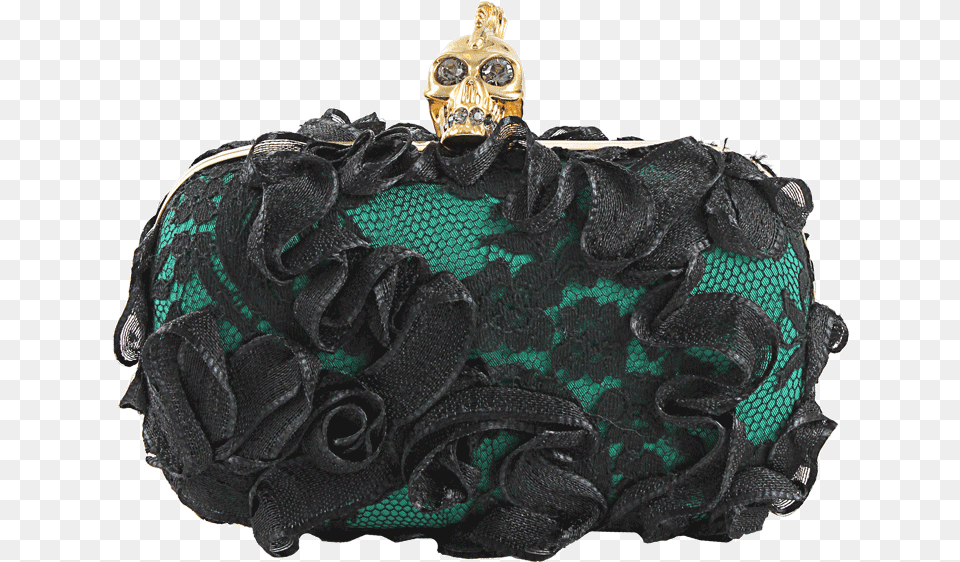 Alexander Mcqueen Greenblack Lace And Ribbon Skull Lace, Accessories, Handbag, Bag, Jewelry Png Image