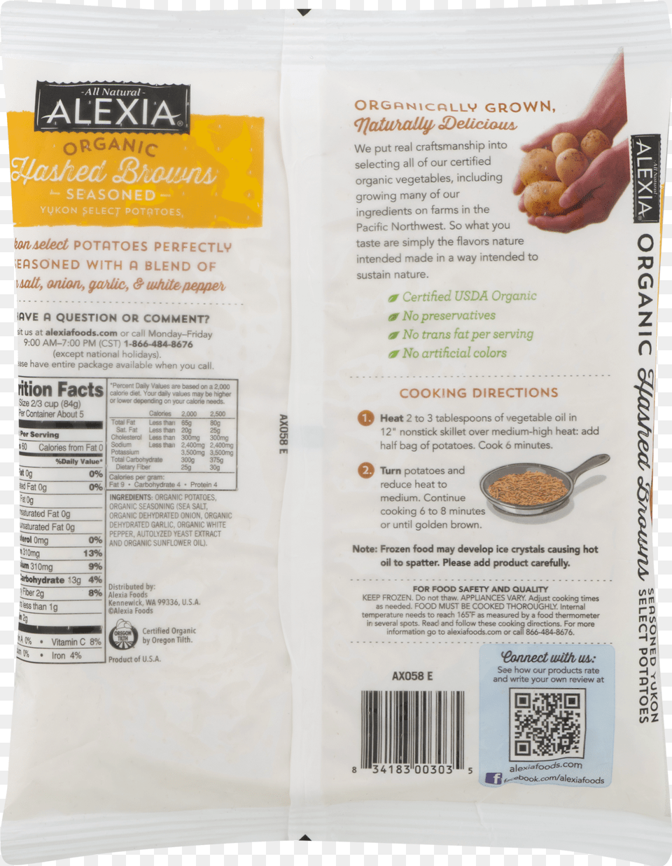 Alexia Organic Hash Browns, Text, Qr Code, Baby, Person Png Image