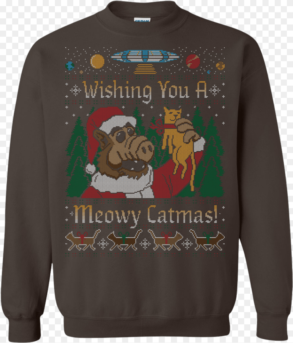 Alf Sweater Crewneck Sweatshirt Not Christmas Yule, Clothing, Hoodie, Knitwear, Animal Png Image