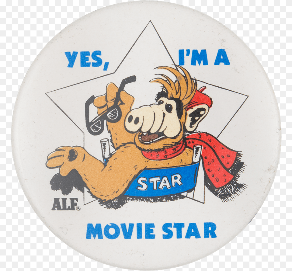 Alf Yes Iu0027m A Movie Star Busy Beaver Button Museum Happy, Badge, Logo, Symbol, Animal Png