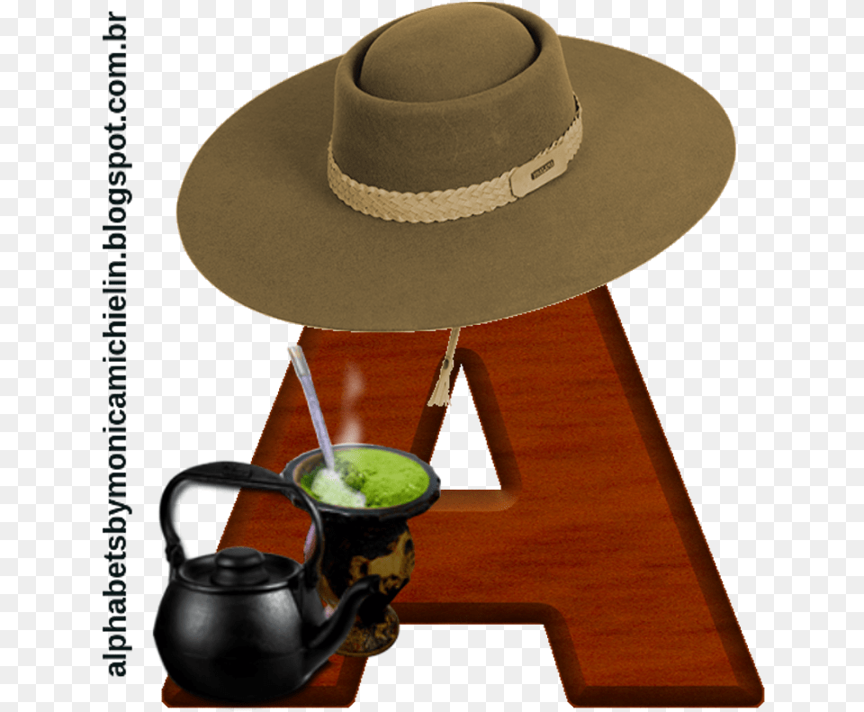 Alfabeto De Chapu Gacho Com Chimarro Cuia E Bomba Teacup, Clothing, Hat, Sun Hat, Pottery Free Transparent Png