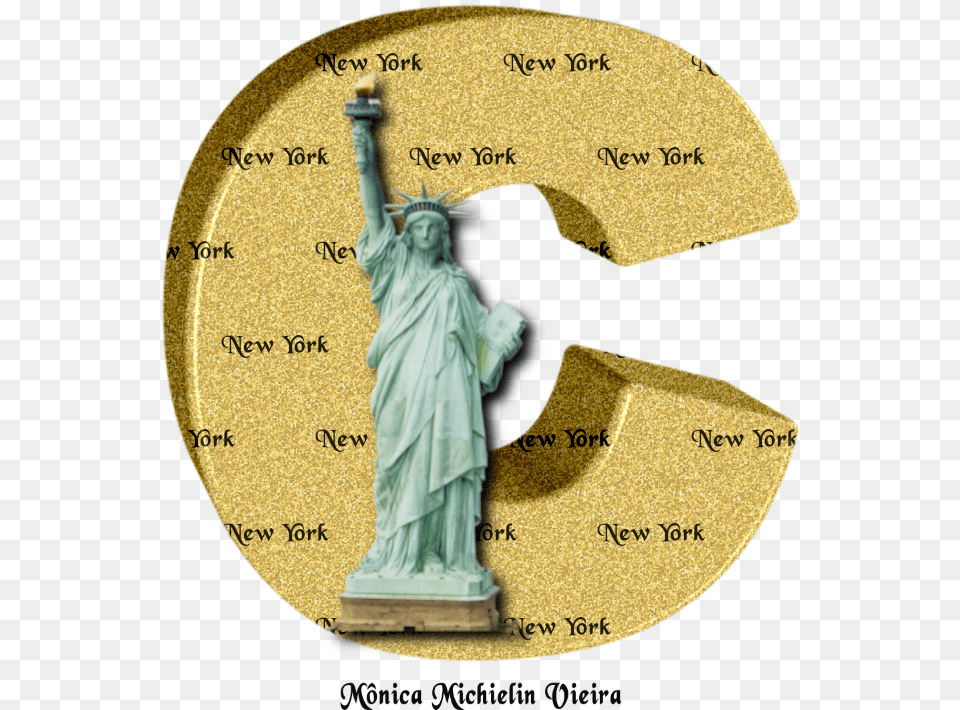 Alfabeto Dourado Com Esttua Da Liberdade Statue Of Liberty, Art, Adult, Wedding, Person Free Png