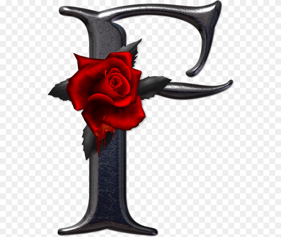 Alfabeto Gtico Con Rosas Rojas F En Letra Gotica, Flower, Plant, Rose, Sword Free Transparent Png