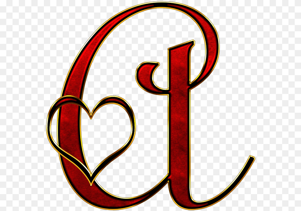 Alfabeto Rojo Con Dorado Y Corazn Letter A With A Heart, Text, Symbol, Alphabet, Ampersand Png