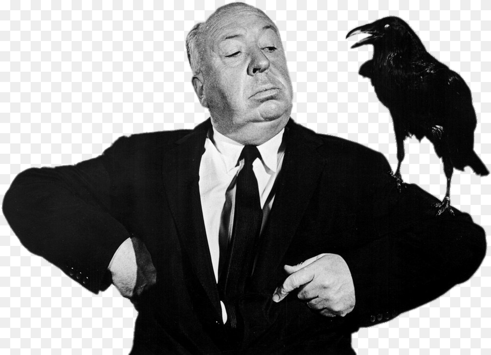 Alfred Hitchcock Posing With Crow On His Arm Alfred Hitchcock, Man, Adult, Male, Person Png