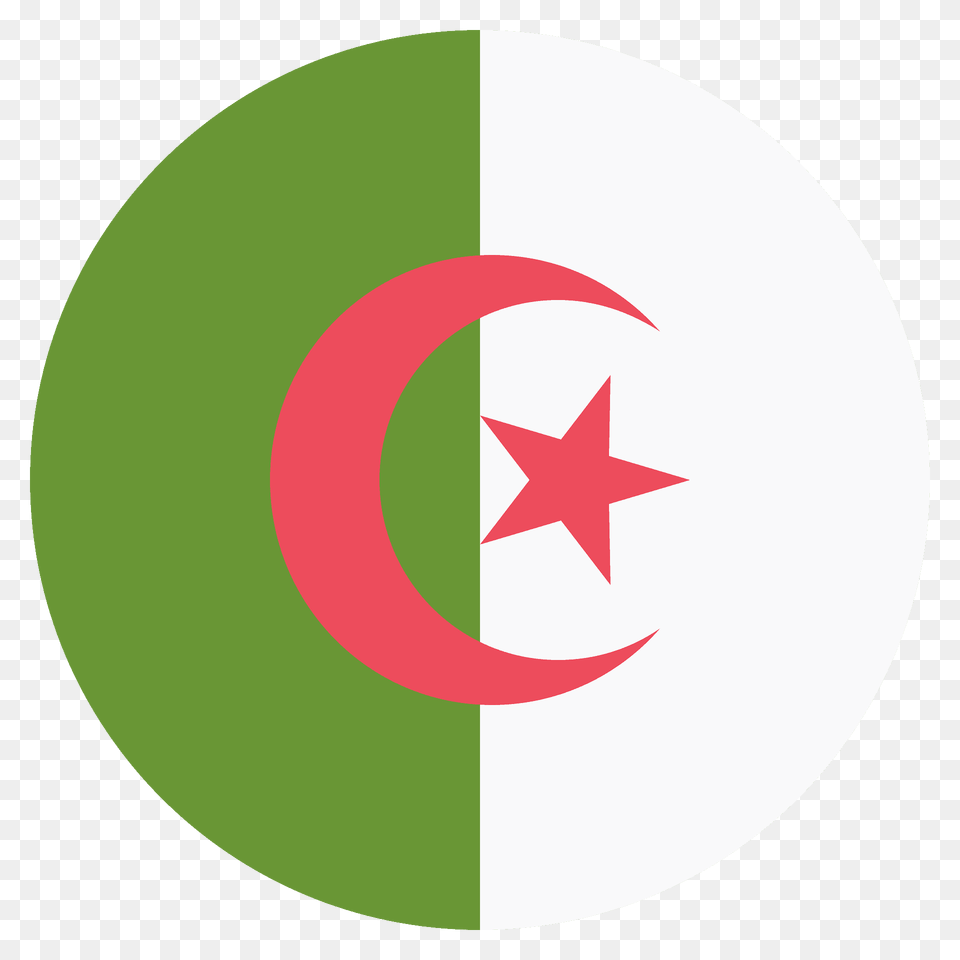 Algeria Flag Emoji Clipart, Star Symbol, Symbol, Logo, Disk Png Image