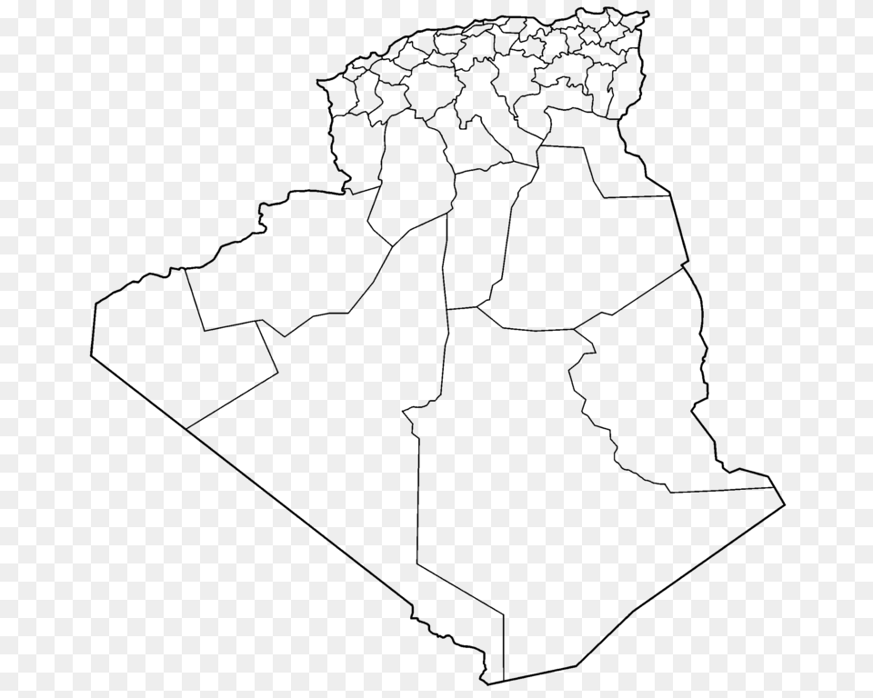 Algeria Provinces Blank, Gray Free Png