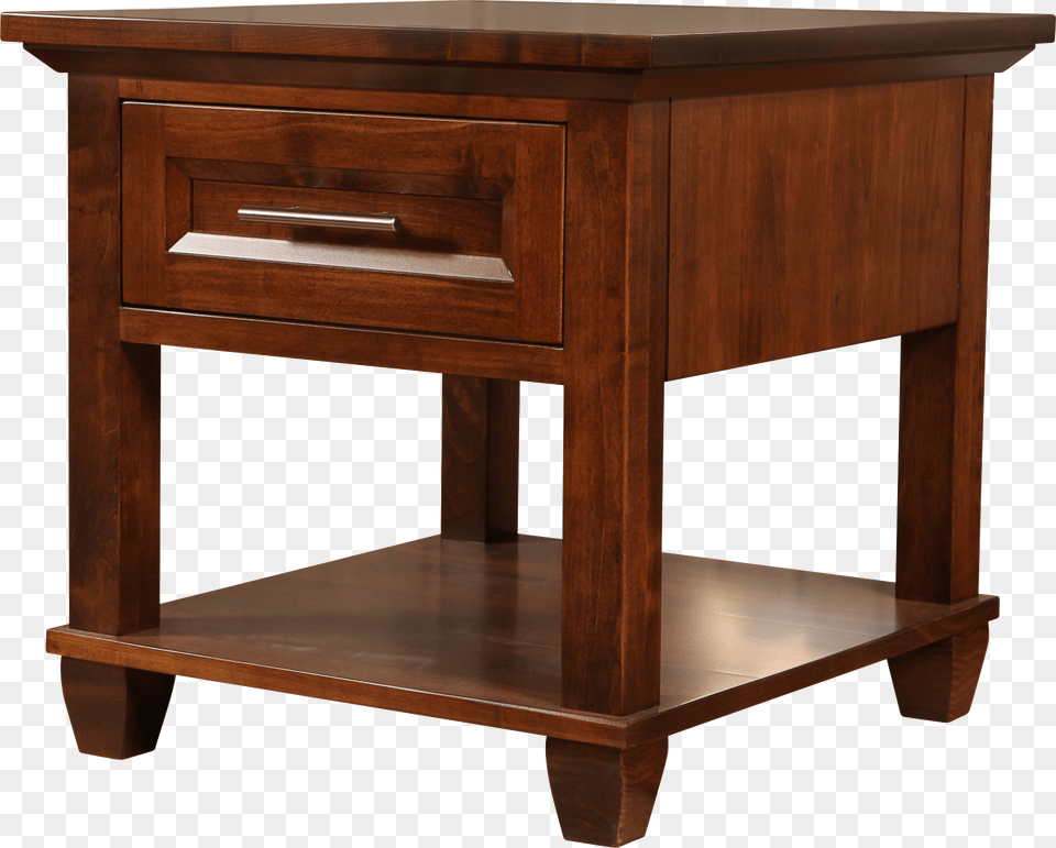 Algonquin End Table In Finished Brown Maple End Table, Desk, Drawer, Furniture, Cabinet Free Png